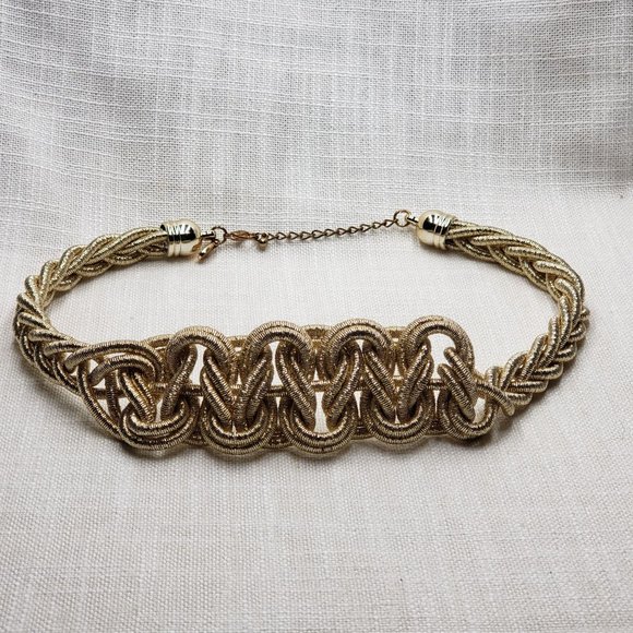 Circus Jewelry - Samuel Edelman circus woven gold‎ tone soft choker necklace